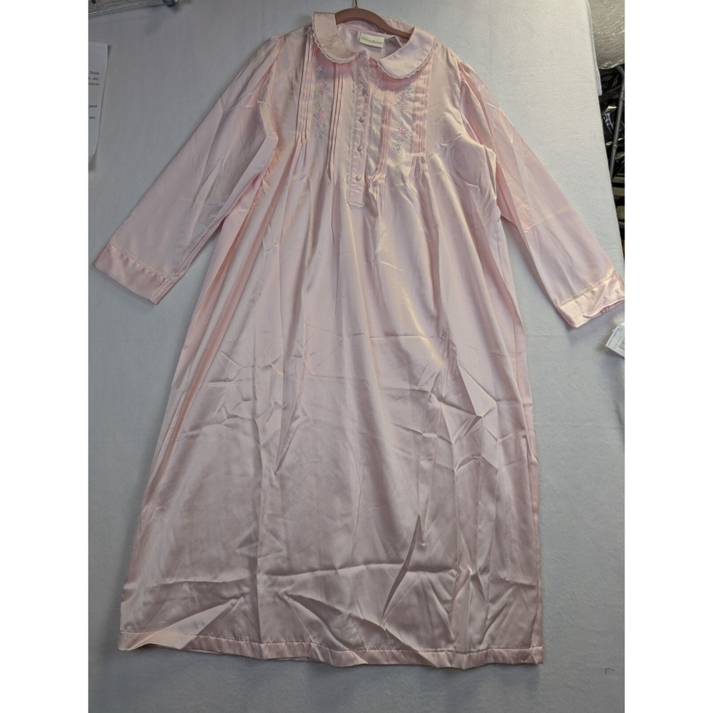 Intimate Essentials Womens Gown Night Satin Size S Polyester Blend Blush Pink